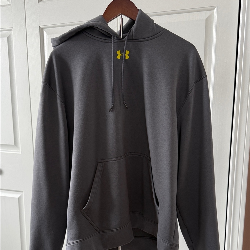 Under Armour Men's Charcoal Hoodie with Yellow Logo